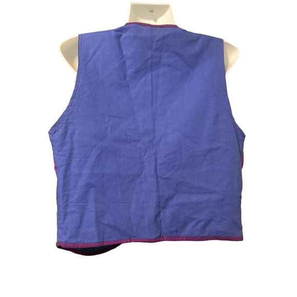 Reversible Vest Tibet Nepal Small Ethnic 100% Cotton Colorful Fabric Pockets VGC - Picture 4 of 6